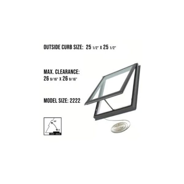 Velux VCE 2222 Electric Venting Curb Mount Skylight with Solar Room Darkening Shade White - Image 3