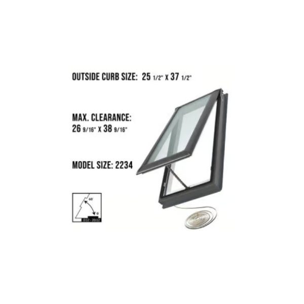Velux VCE 2234 Electric Venting Curb Mount Skylight with Solar Room Darkening Shade White - Image 3