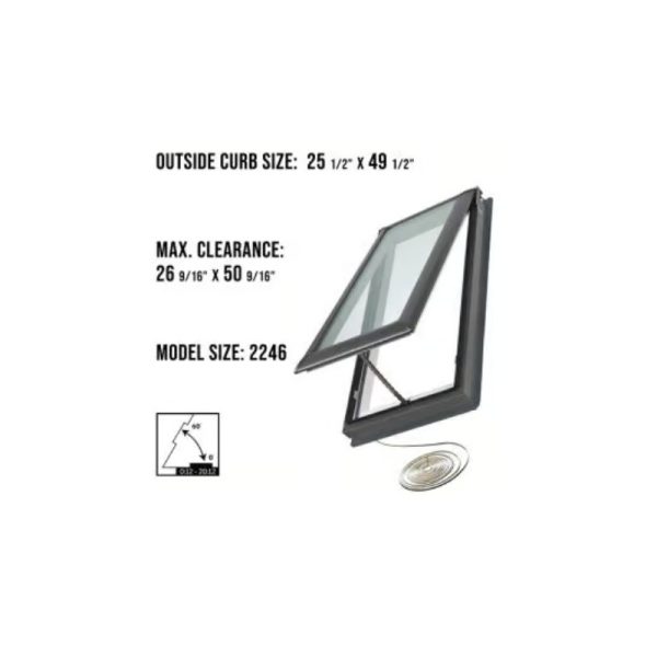 Velux VCE 2246 Electric Venting Curb Mount Skylight with Solar Room Darkening Shade White - Image 3
