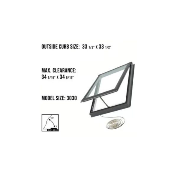 Velux VCE 3030 Electric Venting Curb Mount Skylight with Solar Room Darkening Shade White - Image 3