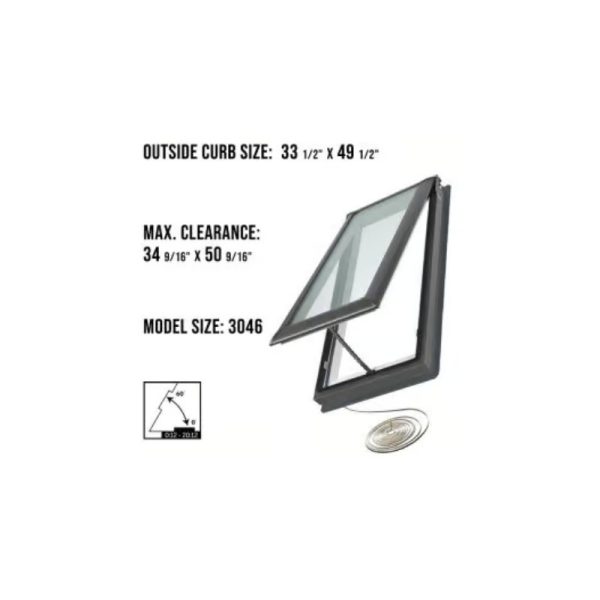 Velux VCE 3046 Electric Venting Curb Mount Skylight with Solar Room Darkening Shade White - Image 3