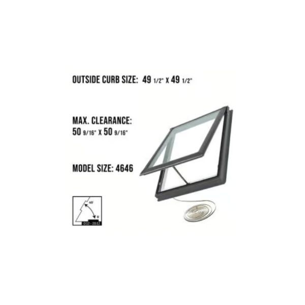 Velux VCE 4646 Electric Venting Curb Mount Skylight with Solar Room Darkening Shade White - Image 3