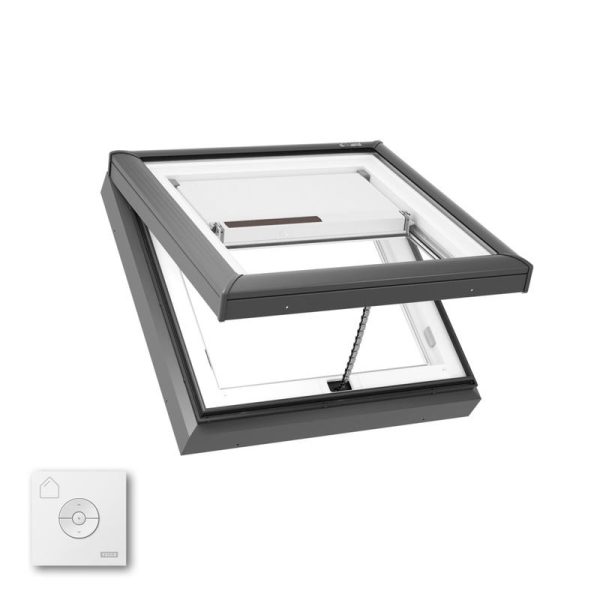 Velux VCE 4646 Electric Venting Curb Mount Skylight with Solar Room Darkening Shade White