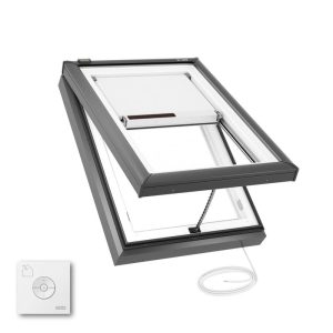 Velux VCE 2234 Electric Venting Curb Mount Skylight with Solar Room Darkening Shade White