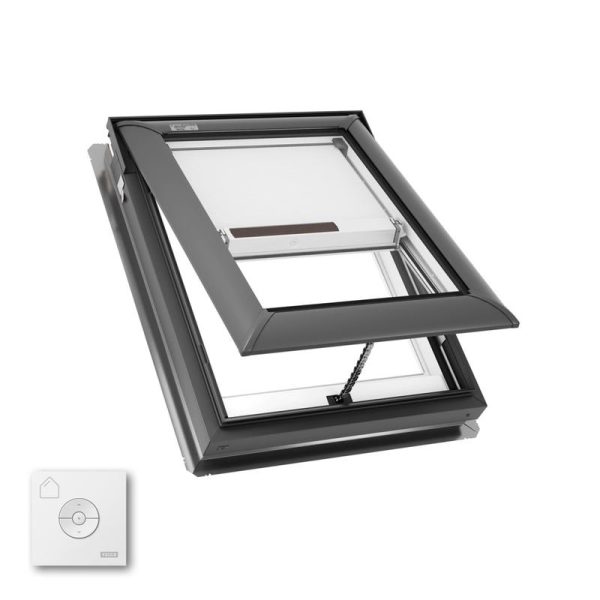 Velux VS C01 Manual Venting Deck Mount Skylight with Solar Room Darkening Shade White