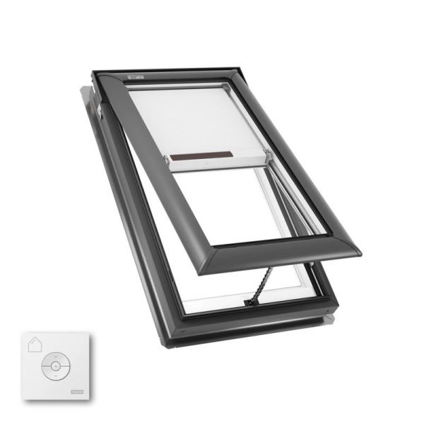 Velux VS C04 Manual Venting Deck Mount Skylight with Solar Room Darkening Shade White