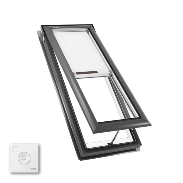 Velux VS C08 Manual Venting Deck Mount Skylight with Solar Room Darkening Shade White