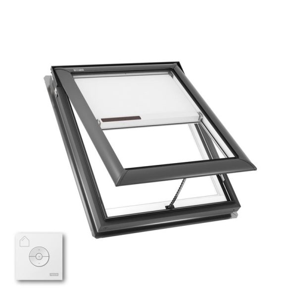 Velux VS M04 Manual Venting Deck Mount Skylight with Solar Room Darkening Shade White