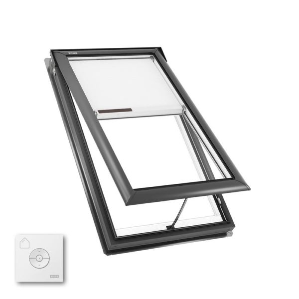 Velux VS M08 Manual Venting Deck Mount Skylight with Solar Room Darkening Shade White