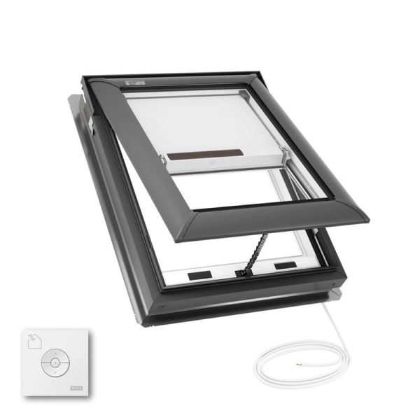 Velux VSE C01 Electric Venting Deck Mount Skylight with Solar Room Darkening Shade White