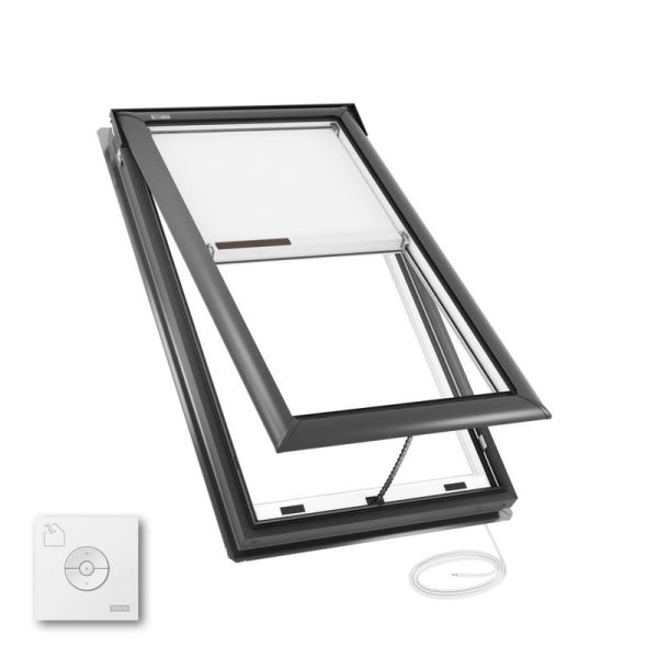 Velux VSE M08 Electric Venting Deck Mount Skylight with Solar Room Darkening Shade White
