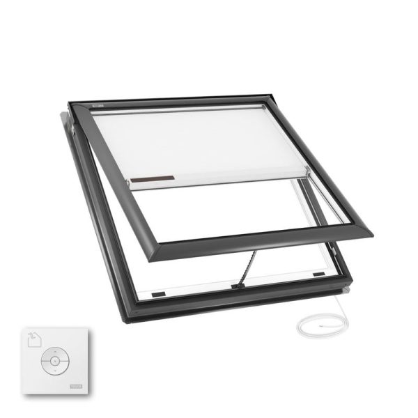Velux VSE S06 Electric Venting Deck Mount Skylight with Solar Room Darkening Shade White