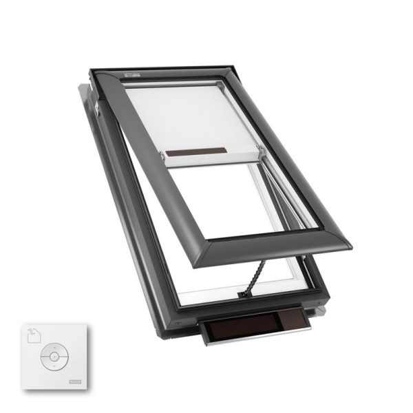 Velux VSS C04 Solar Venting Deck Mount Skylight with Solar Room Darkening Shade White