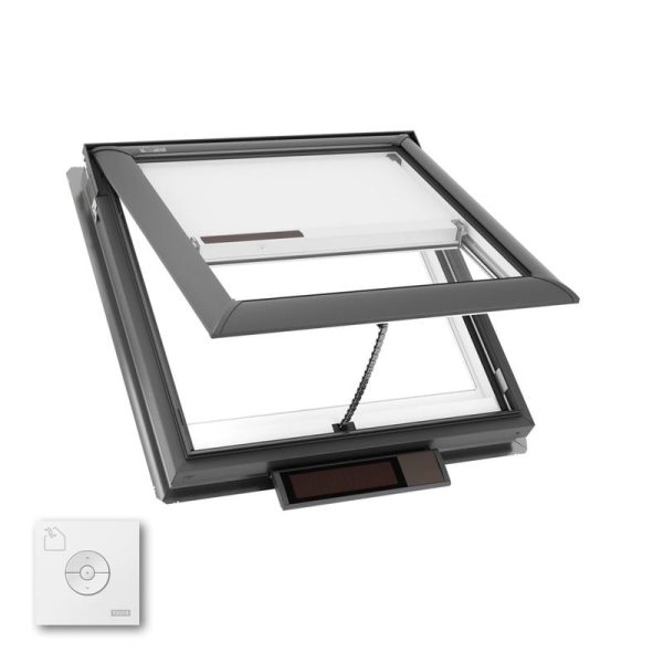 Velux VSS M02 Solar Venting Deck Mount Skylight with Solar Room Darkening Shade White