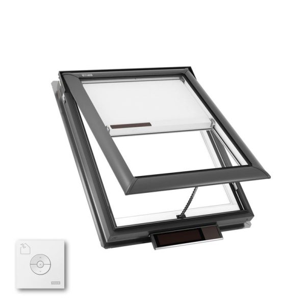 Velux VSS M04 Solar Venting Deck Mount Skylight with Solar Room Darkening Shade White