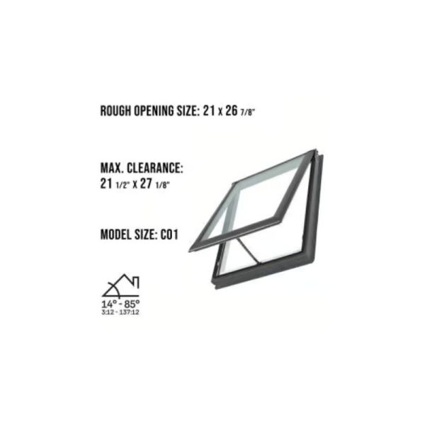 Velux VS C01 Manual Venting Deck Mount Skylight with Solar Room Darkening Shade White - Image 3