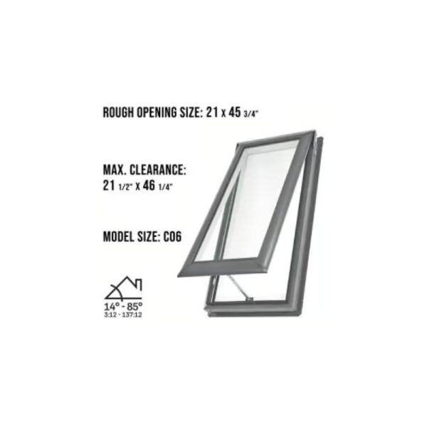 Velux VS C06 Manual Venting Deck Mount Skylight with Solar Room Darkening Shade White - Image 3