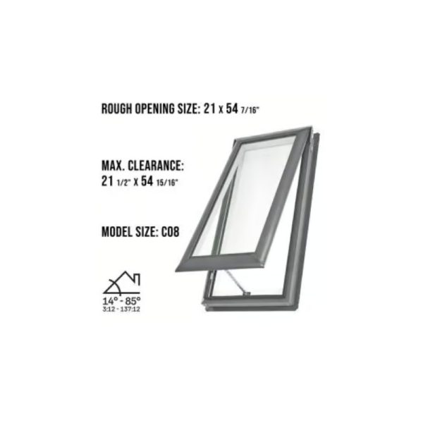 Velux VS C08 Manual Venting Deck Mount Skylight with Solar Room Darkening Shade White - Image 3