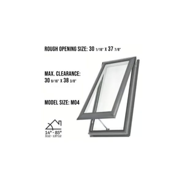 Velux VS M04 Manual Venting Deck Mount Skylight with Solar Room Darkening Shade White - Image 2