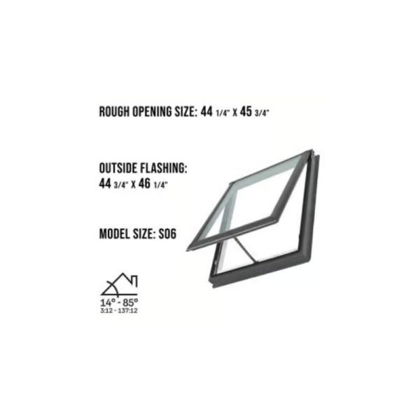 Velux VS S06 Manual Venting Deck Mount Skylight with Solar Room Darkening Shade White - Image 3