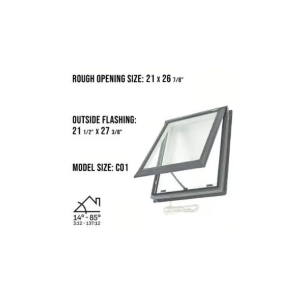 Velux VSE C01 Electric Venting Deck Mount Skylight with Solar Room Darkening Shade White - Image 3