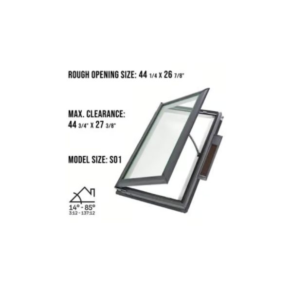 Velux VSS S01 Solar Venting Deck Mount Skylight with Solar Room Darkening Shade White - Image 3