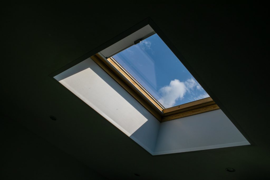 Skylight with Blinds on Angled Roof