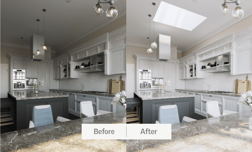 Kitchen Skylights Before and After Photo 2