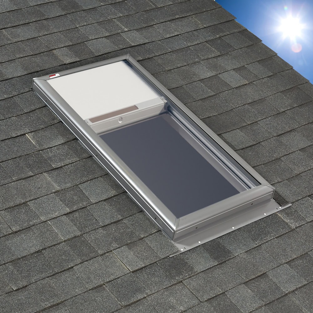 VELUX QPF 3046 Self Flashing Skylight with Solar Powered Shade – Room Darkening (Double Pleated) – White - Image 2