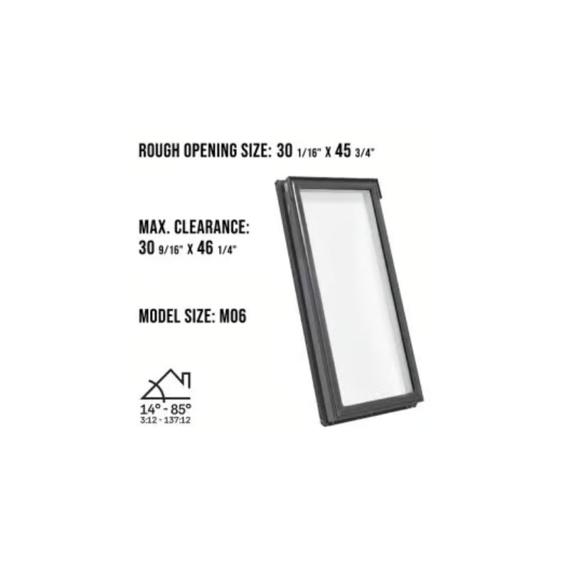VELUX FS M06 Fixed Deck Mount Skylight with Solar Room Darkening Shade White - Image 3