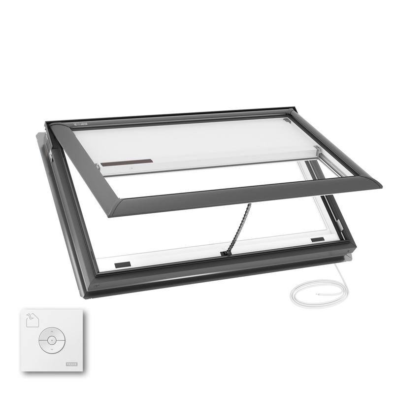 VELUX VSE S01 Electric Venting Deck Mount Skylight with Solar Room Darkening Shade White